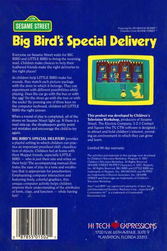 Big Bird's Special Delivery — box-2D-back (US)