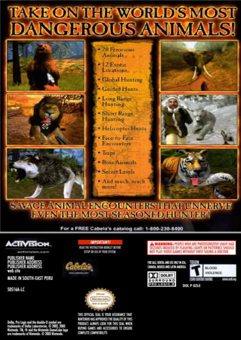 Cabela's Dangerous Hunts 2 — box-2D-back (US)