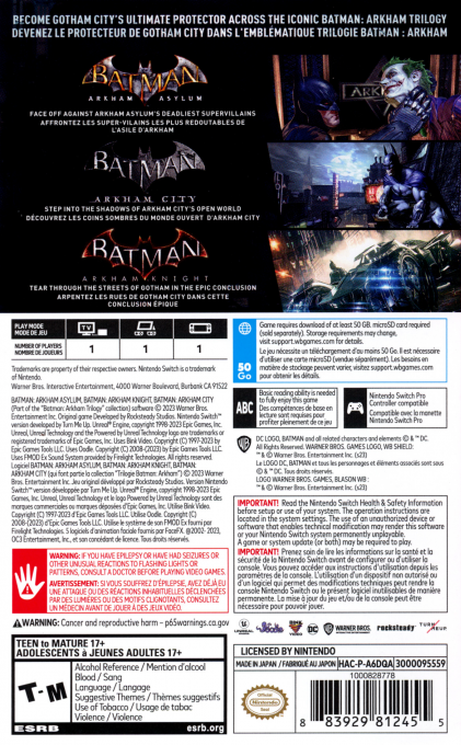 Batman - Arkham Trilogy — box-2D-back (US)