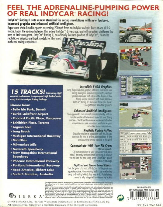 IndyCar Racing II — box-2D-back (EU)