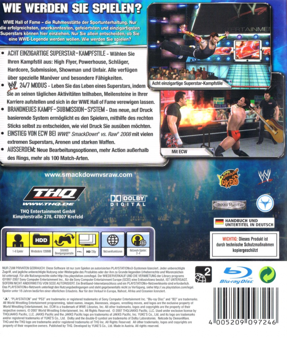 WWE SmackDown vs. Raw 2008 — box-2D-back (DE)