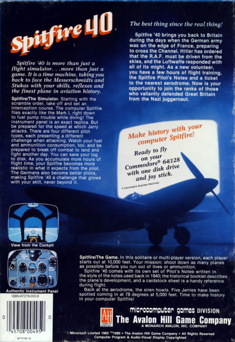 Spitfire '40 — box-2D-back (US)
