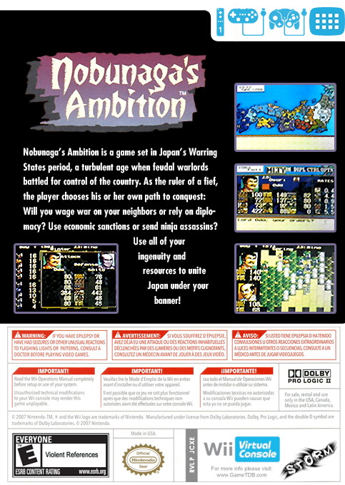 Nobunaga's Ambition — box-2D-back (US)