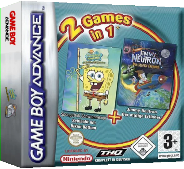 2 Games in 1 - SpongeBob SquarePants - Battle for Bikini Bottom + Jimmy Neutron Boy Genius — box-3D (EU)