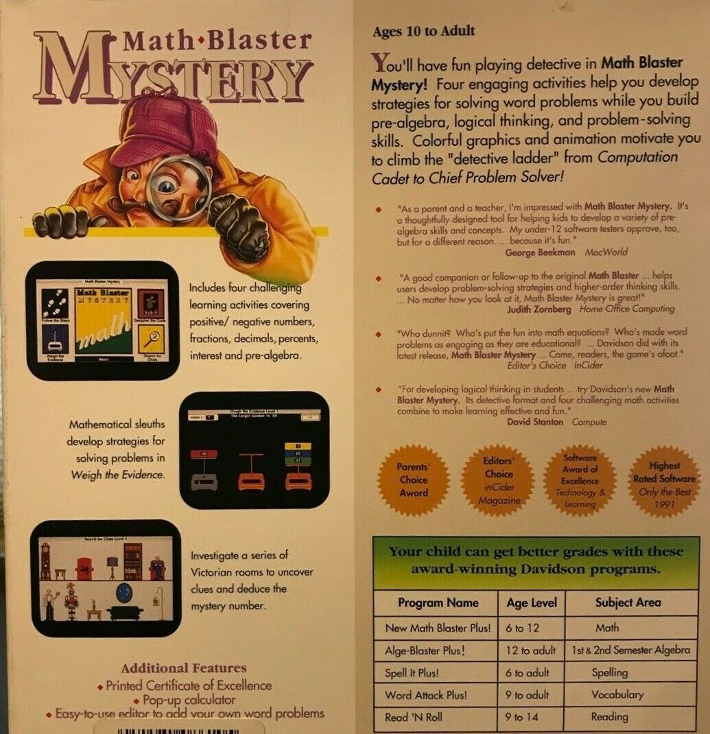 Math Blaster Mystery — box-2D-back (WOR)