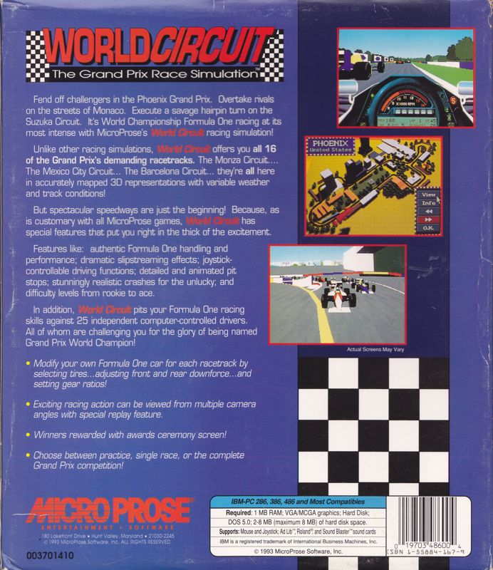 Microprose Formula One Grand Prix — box-2D-back (US)