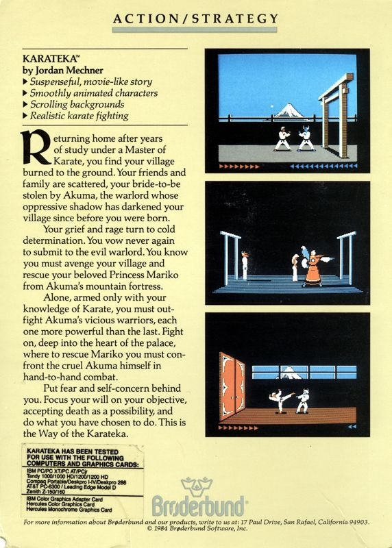 Karateka — box-2D-back (US)