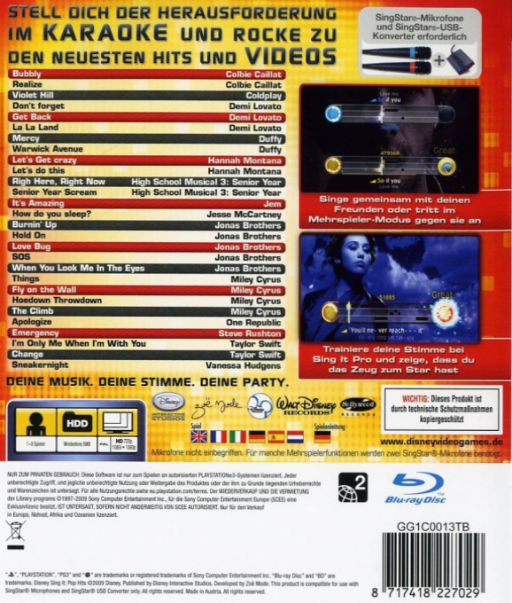Disney Sing It - Pop Hits — box-2D-back (DE)