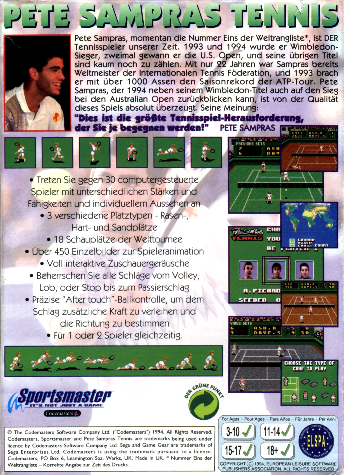 Pete Sampras Tennis — box-2D-back (DE)