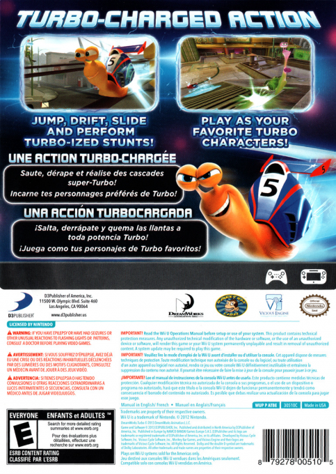 DreamWorks Turbo - Super Stunt Squad — box-2D-back (US)