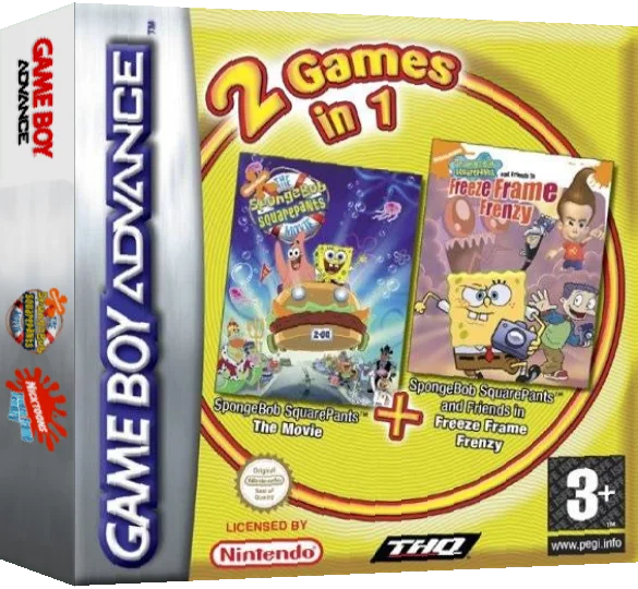 2 Games in 1 - The SpongeBob SquarePants Movie + SpongeBob SquarePants and Friends in Freeze Frame Frenzy — box-3D (EU)