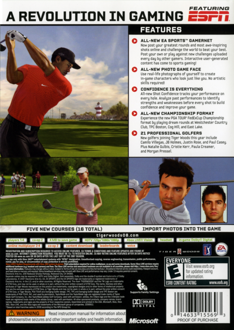 Tiger Woods PGA Tour 08 — box-2D-back (US)