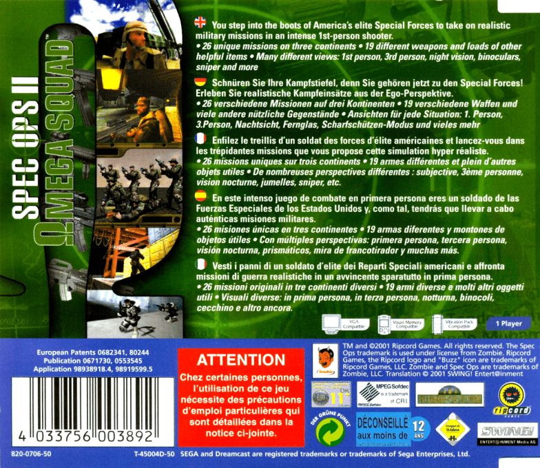 Spec Ops II - Omega Squad — box-2D-back (EU)
