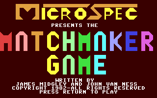 Matchmaker Game — sstitle (WOR)