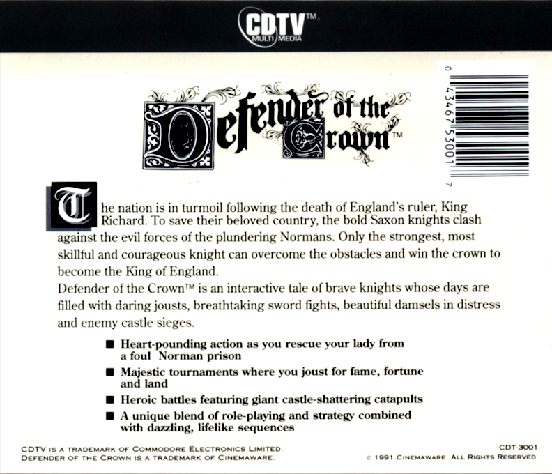 Defender of the Crown — box-2D-back (US)