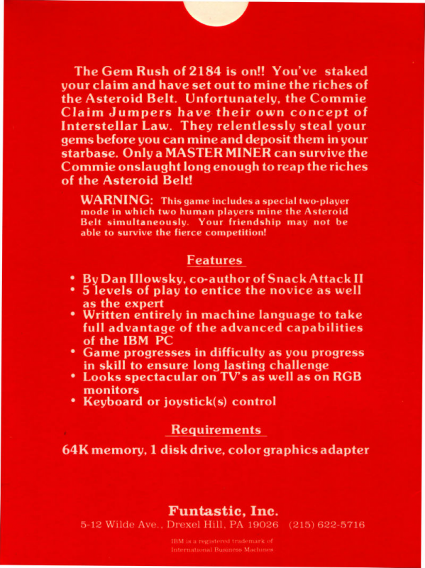 Master Miner — box-2D-back (US)
