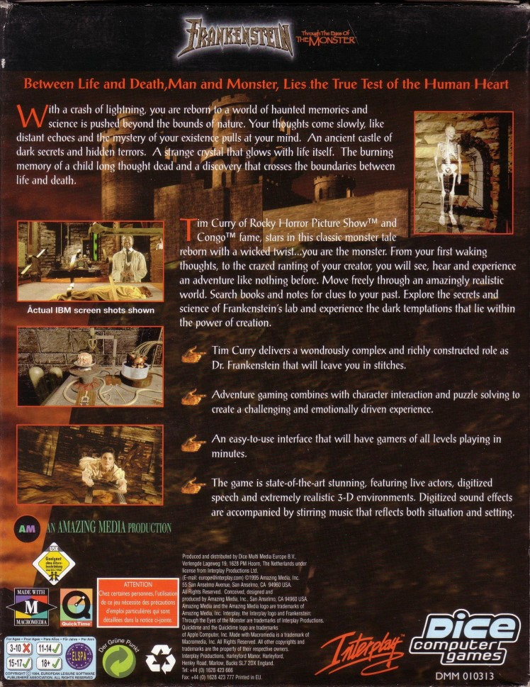 Frankenstein: Through the Eyes of the Monster — box-2D-back (WOR)