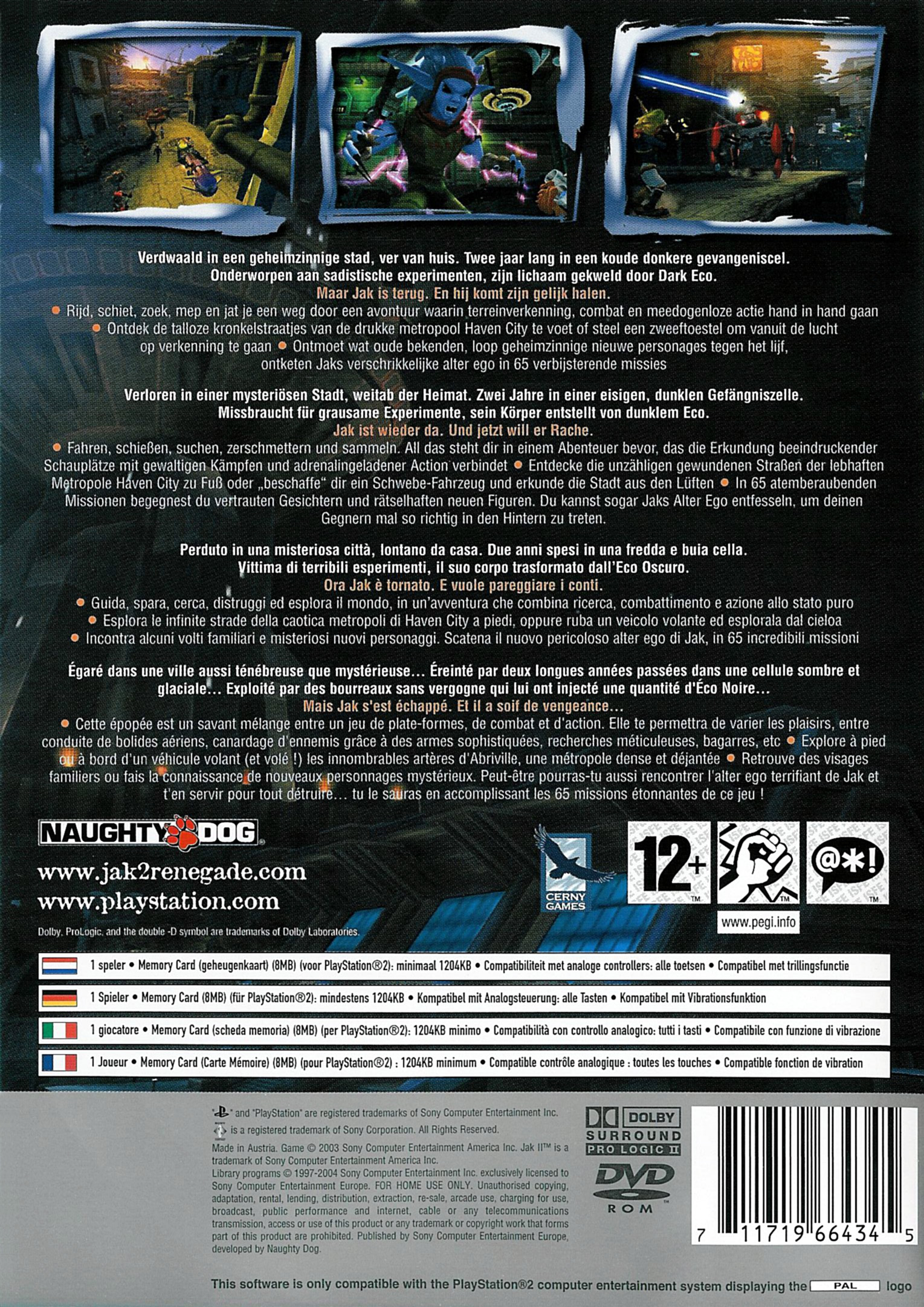 Jak II HD — box-2D-back (EU)
