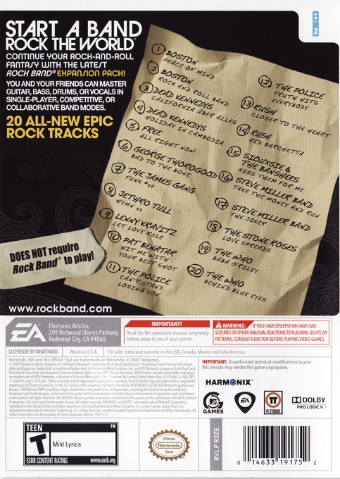 Rock Band Track Pack - Classic Rock — box-2D-back (US)