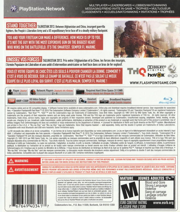 Operation Flashpoint - Red River — box-2D-back (CA)
