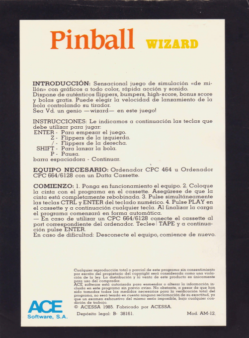 Pinball Wizard — box-2D-back (SP)