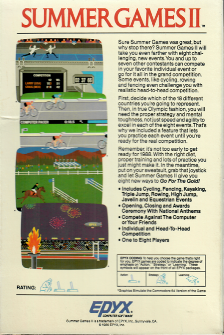 Summer Games 2 — box-2D-back (US)