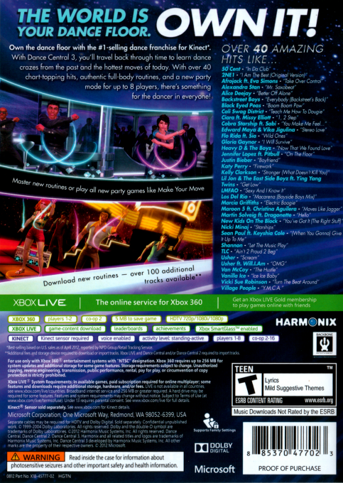 Dance Central 3 — box-2D-back (US)