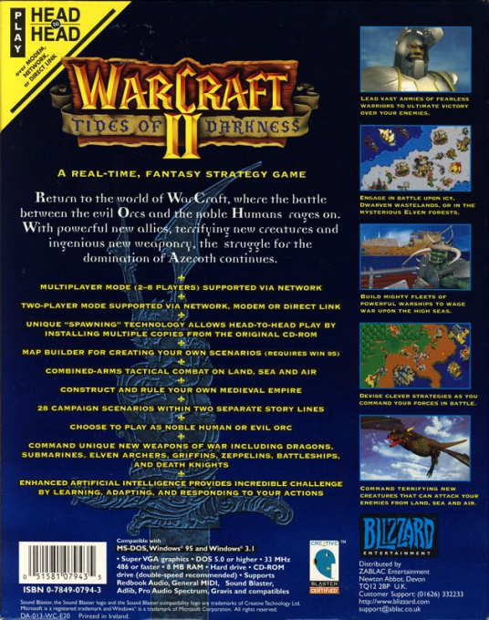 Warcraft 2 - Tides Of Darkness — box-2D-back (EU)