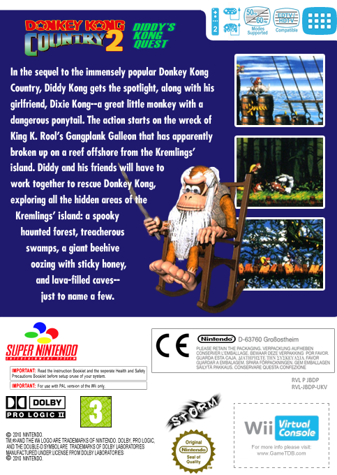 Donkey Kong Country 2 - Diddy's Kong Quest — box-2D-back (EU)