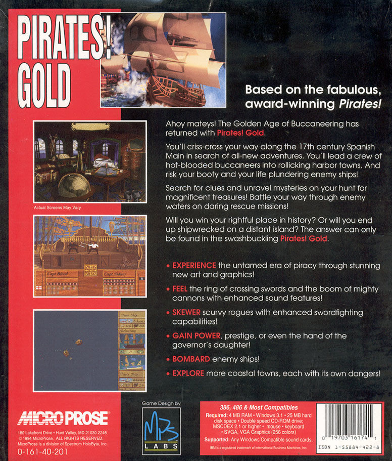 Pirates! Gold — box-2D-back (US)