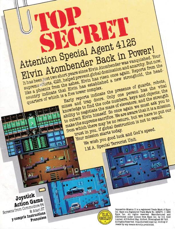 Impossible Mission 2 — box-2D-back (EU)