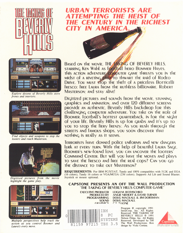 Taking Of Beverly Hills, The — box-2D-back (US)