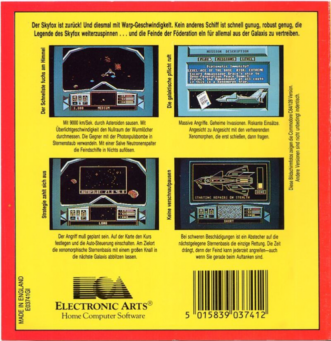 Skyfox 2 - The Cygnus Conflict — box-2D-back (DE)