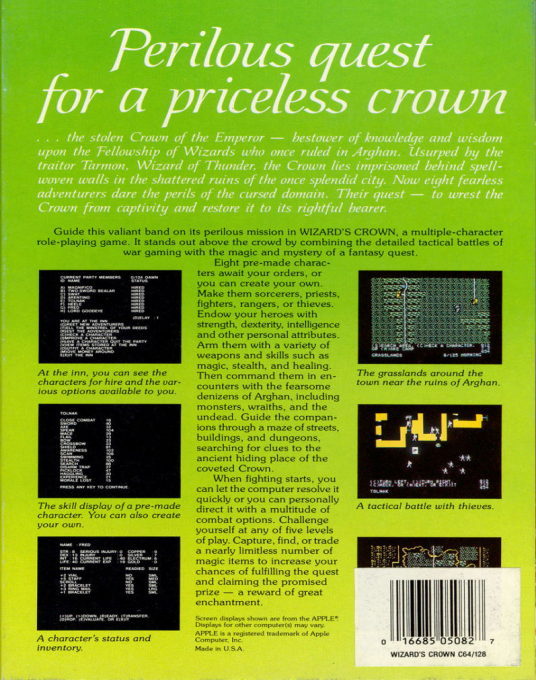 Wizard's Crown — box-2D-back (US)