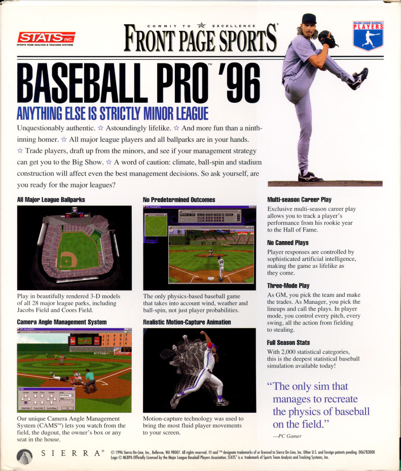 Front Page Sports: Baseball Pro '96 Season — box-2D-back (WOR)