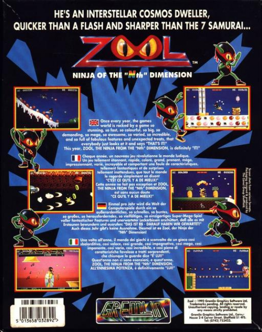 Zool - Ninja of the 'Nth' Dimension — box-2D-back (EU)