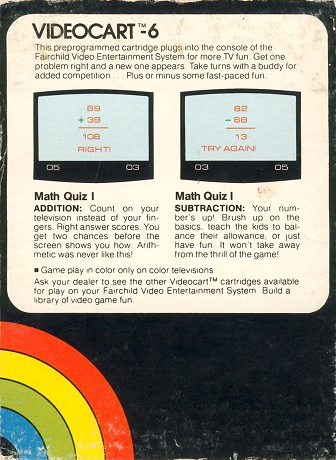 Videocart-6 - Math Quiz I - Addition, Subtraction — box-2D-side (SE)
