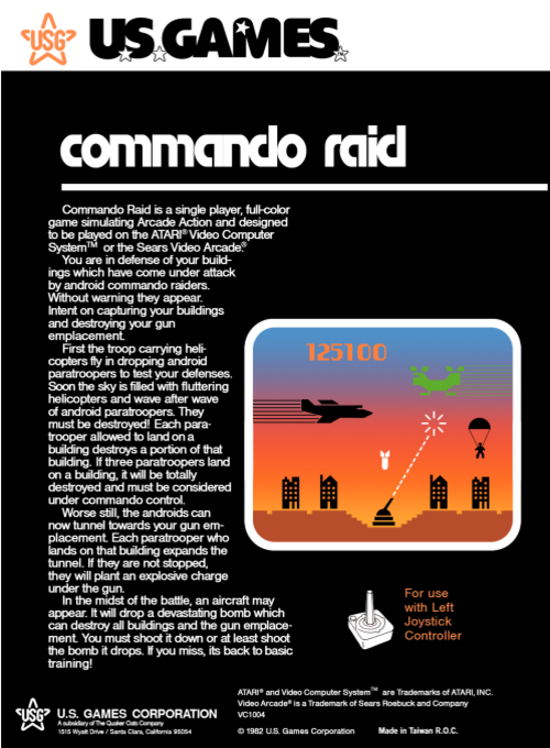 Commando Raid — box-2D-back (US)