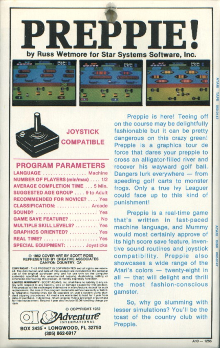 Preppie! — box-2D-back (US)