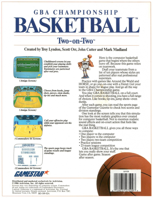 GBA Championship Basketball - Two-on-Two — box-2D-back (US)