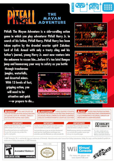 Pitfall : The Mayan Adventure — box-2D-back (US)