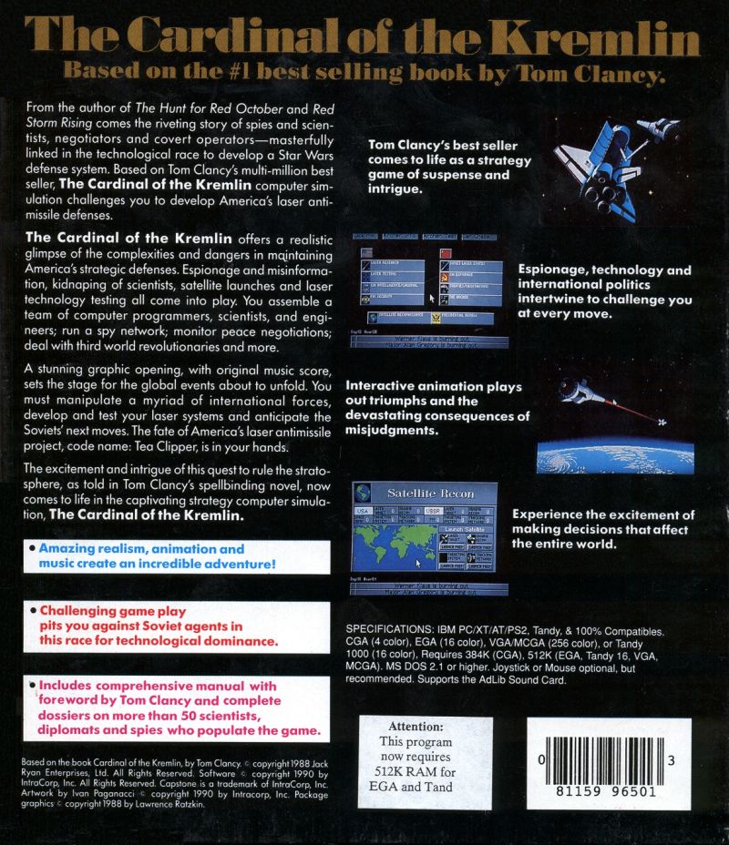 The Cardinal of the Kremlin — box-2D-back (US)