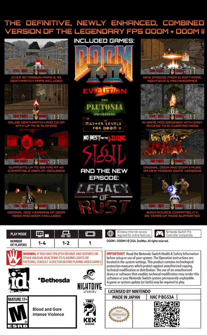 DOOM plus DOOM 2 — box-2D-back (US)