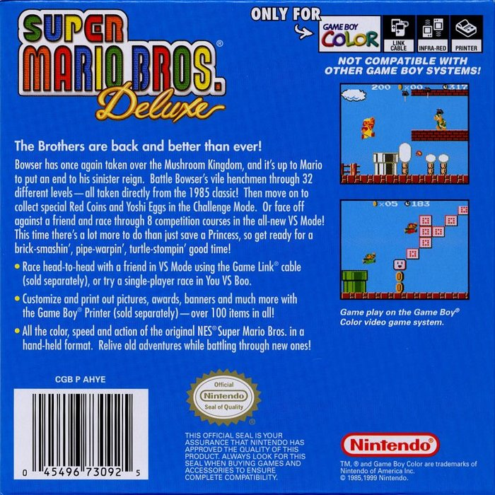 Super Mario Bros. Deluxe — box-2D-back (US)