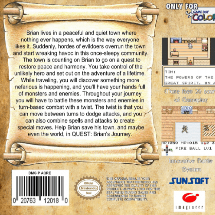 Quest - Brian's Journey — box-2D-back (US)