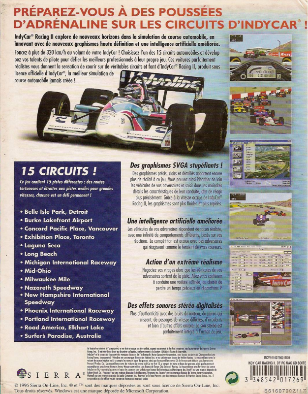 IndyCar Racing II — box-2D-back (FR)