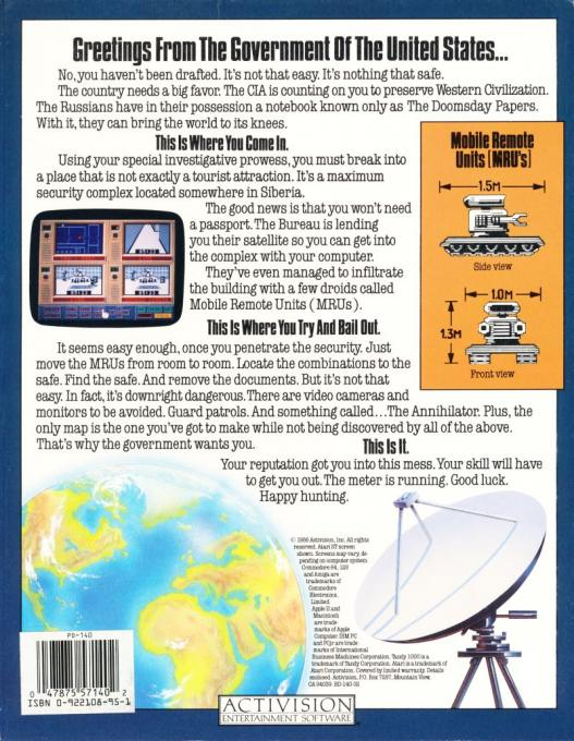 Hacker 2 - The Doomsday Papers — box-2D-back (US)