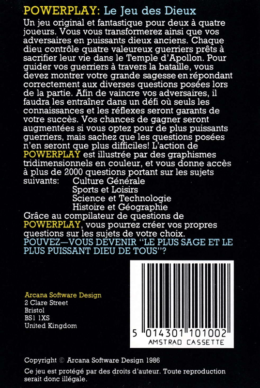 Powerplay - The Game Of The Gods — box-2D-back (FR)