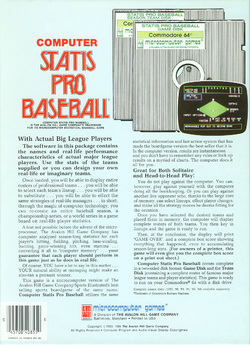 Computer Statis-Pro Baseball — box-2D-back (WOR)