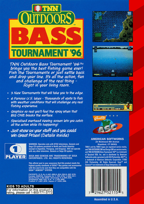 Tnn Outdoors - Bass Tournament '96 — box-2D-back (US)